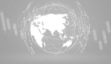 Vektör İllüstrasyon Ağı bağlantısı, Global Ağ bağlantısı. Küresel iş dünyasının dünya haritası ve çizgi kompozisyon kavramı.