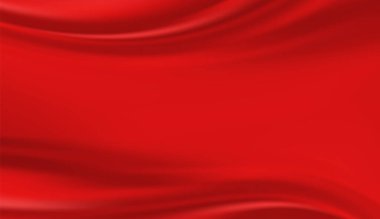 Kırmızı saten kumaş dokusu arkaplanda pürüzsüz katlar var..