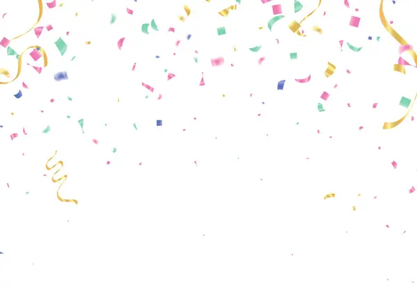 Konfeti ve kurdelelerle kutlama geçmişi. Vektör illüstrasyonu.