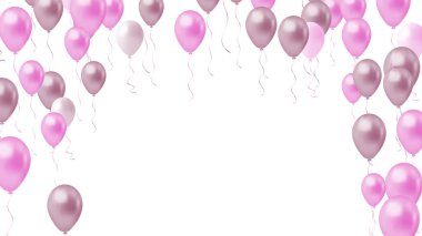 mor balonlar şöhret konsepti tasarımı tatil şablonu Mutlu günler, arka plan kutlama vektörü illüstrasyonu.