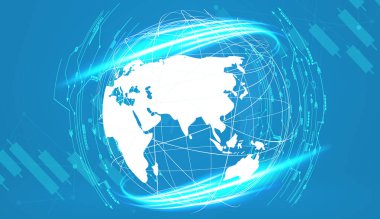 Planet earth ve teknoloji arka plan bilgisayar nesneleri ile