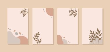 Estetik Arkaplan Şablonları Çizim Vektörü Grafiği. Metin için Boşluğu Kopyala ile Basit ve Modern Biçim Düğün Davetiyesi Özgeçmişi ve Çerçeveleri için iyi, Sosyal Medya Hikayeleri Arkaplanı.