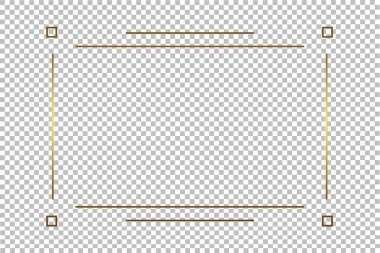 Şeffaf arka planda izole edilmiş lüks altın sınır. Parlak gradyan etkisi dikdörtgen çerçeve. Vektör illüstrasyonu.