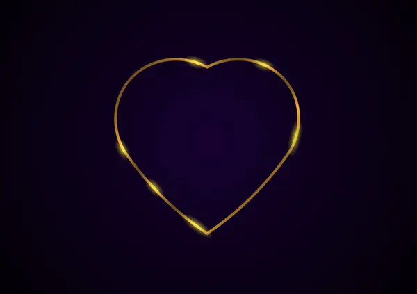 Gyllene Hjärtat Mörk Bakgrund — Stock vektor