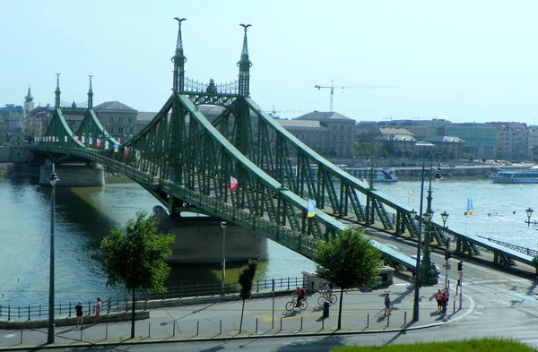 Hungaria Budapest Jembatan Liberty Pandangan Umum Jembatan — Stok Foto