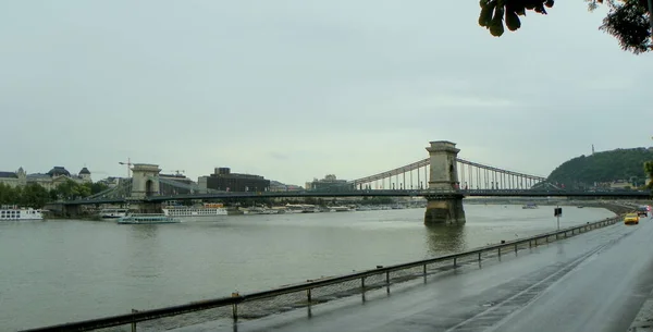Венгрия Будапешт Бухарест Вид Дунай Цепной Мост — стоковое фото