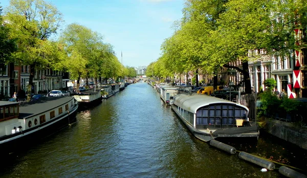Niederlande Amsterdam Prinsenstraat 131 Blick Auf Kanal Und Promenade — Stockfoto