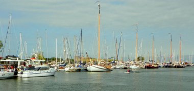 Hollanda, Vecht nehri, körfezdeki yatlar ve eğlence tekneleri