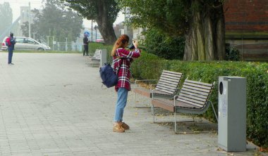 Poland, Wroclaw, Boulevard of Xawery Dunikowski, National Museum, Chrystyna photographs the museum