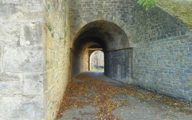 Spain, Pamplona, La Vuelta del Castillo, Citadel of Pamplona, entrance to the bastion