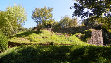 Spain, San Sebastian, Mount Urgull, Mota Castle, remnants of defensive walls and fortifications