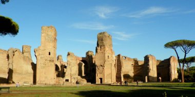 Italy, Rome, Viale delle Terme di Caracalla, Baths of Caracalla (Terme di Caracalla), Great Court and nature (ruins of ancient buildings)