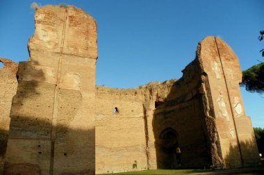 Italy, Rome, Viale delle Terme di Caracalla, Baths of Caracalla (Terme di Caracalla), Great Court and nature (ruins of ancient buildings)