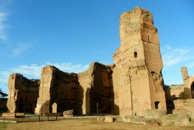Italy, Rome, Viale delle Terme di Caracalla, Baths of Caracalla (Terme di Caracalla), Great Court and nature (ruins of ancient buildings)