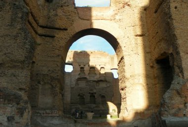 Italy, Rome, Viale delle Terme di Caracalla, Baths of Caracalla (Terme di Caracalla), ruins of ancient bath buildings