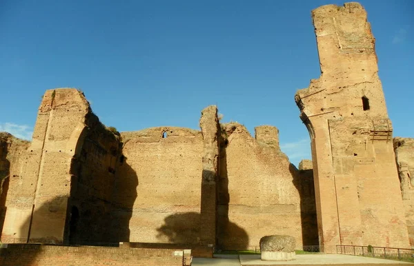 Italy, Rome, Viale delle Terme di Caracalla, Baths of Caracalla (Terme di Caracalla), Great Court and nature (ruins of ancient buildings)