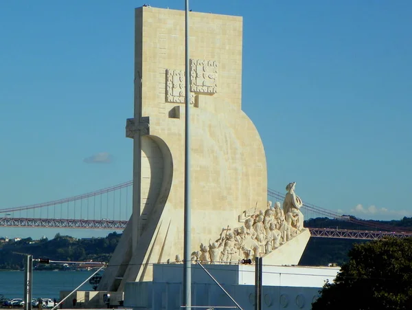 Portugalia Lizbona Praca Imperio Widok Pomnik Odkryć Padrao Dos Descobrimentos — Zdjęcie stockowe