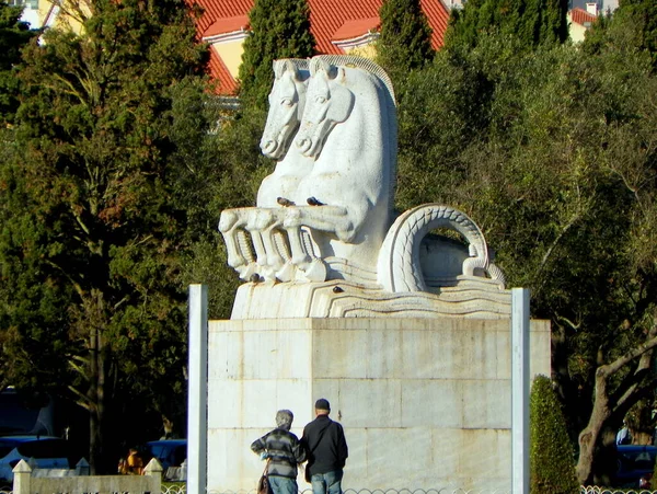 Πορτογαλία Λισαβόνα Praca Imperio Άγαλμα Αλόγου — Φωτογραφία Αρχείου