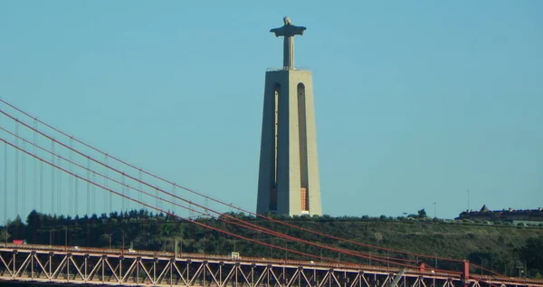 Portugal Lisbon Brasilia View Christ King Santurio Cristo Rei — 图库照片