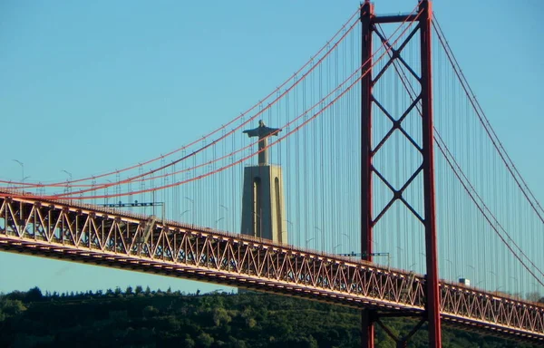 Portugal Lisbon Brasilia View 25Th April Bridge — Fotografia de Stock