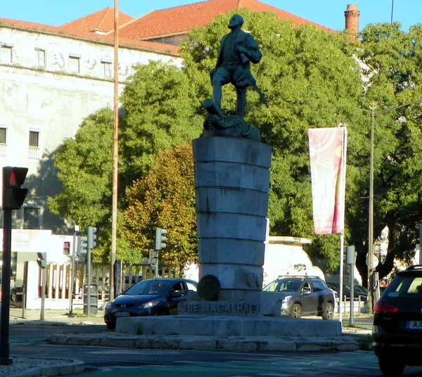 Portugal Lisbon Chile Square Monument Ferdinao Magalhaes Ferdinand Magellan — Stock Fotó