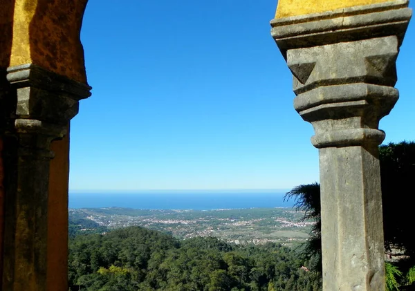 Portugal Sintra Pena Palace View Arches Yard Nature — Stock Photo, Image