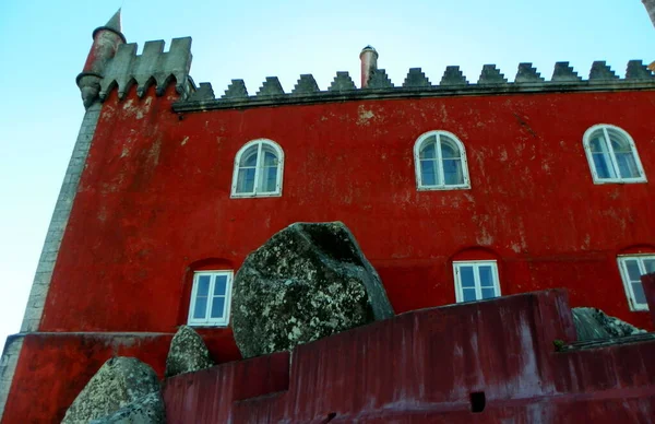 Portugal Sintra Peña Palace Vista Las Murallas Torres Del Palacio — Foto de Stock