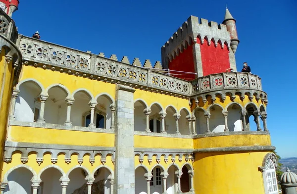 Portekiz Sintra Pena Sarayı Sarayın Genel Manzarası — Stok fotoğraf