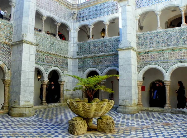 Portekiz Sintra Pena Sarayı Sarayın Içi Manuline Manastırı Avlu — Stok fotoğraf