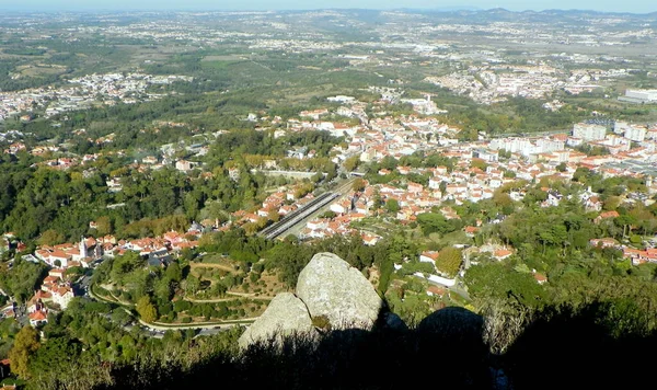 Portugalsko Sintra Zámek Maur Castelo Dos Mouros Krajina Výhled Město — Stock fotografie