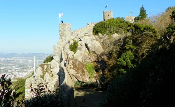 Португалія Сінтра Замок Маврів Castelo Dos Mouros Стіни Вежа Фортеці — стокове фото