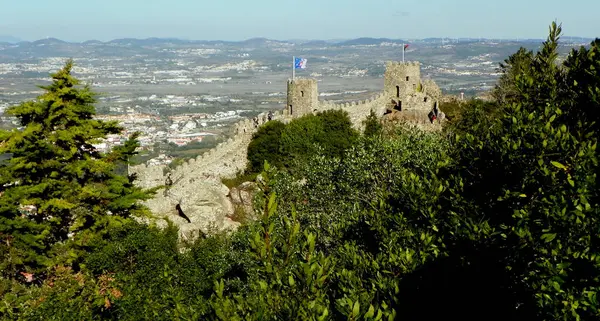 Португалія Сінтра Замок Маврів Castelo Dos Mouros Вид Стіни Міста — стокове фото