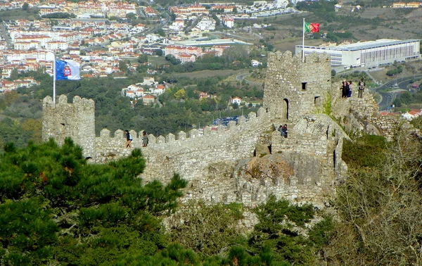 Португалія Сінтра Замок Маврів Castelo Dos Mouros Вид Стіни Міста — стокове фото