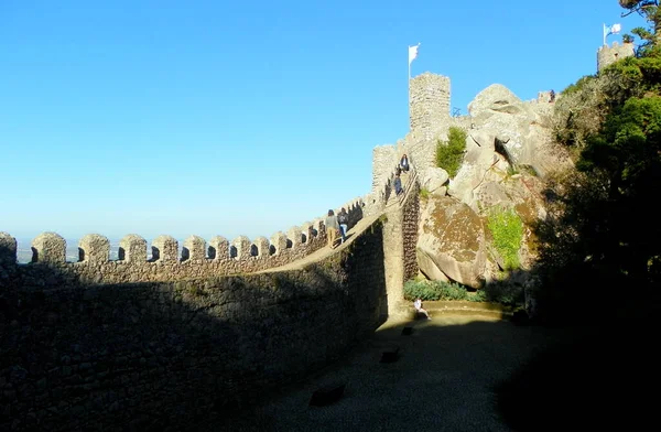 Portugália Sintra Mór Vár Castelo Dos Mouros Erőd Udvara Falak — Stock Fotó