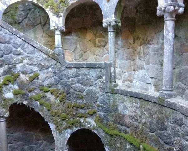 Portugal Sintra Quinta Regaleira Poço Iniciação Poco Iniciatico Galeria Pedra — Fotografia de Stock