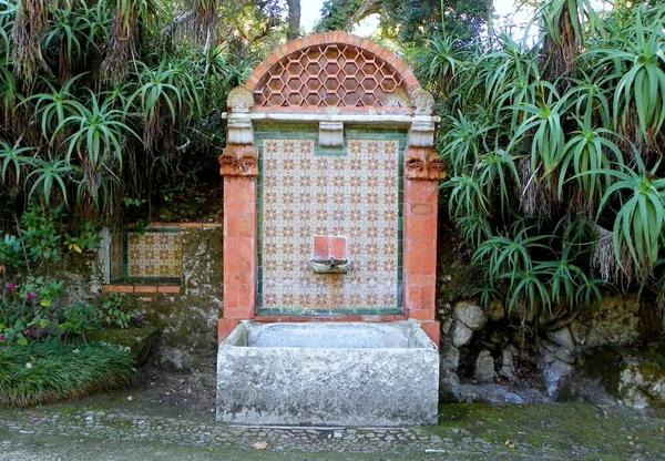 Portugal Sintra Parque Palácio Monserrate Fonte Com Tigela — Fotografia de Stock