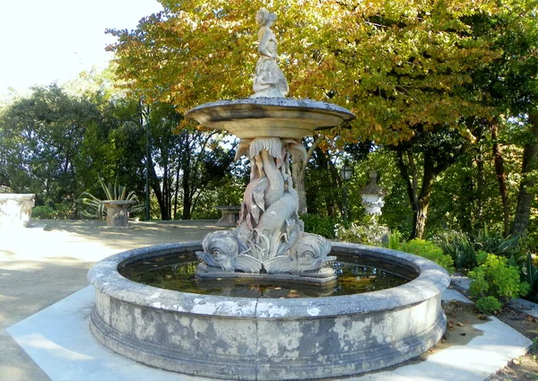 Portugal Sintra Park Palace Monserrate Fountain Front Palace — Stock Photo, Image