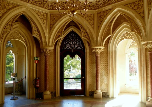 Portugal Sintra Parque Palacio Monserrate Palacio Interior Hall Entrada — Foto de Stock