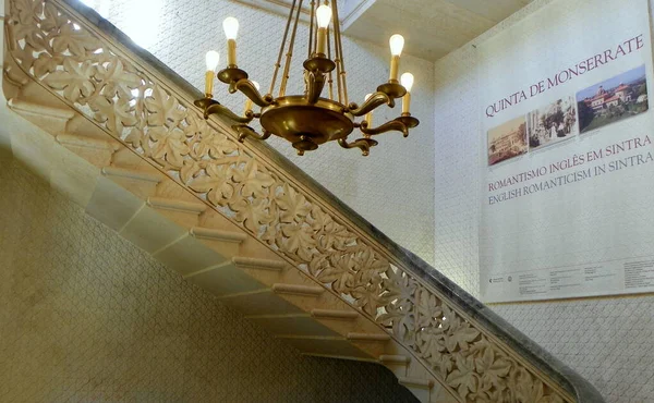 Португалия Синтра Парк Дворец Монсеррат Интерьер Дворца Мраморная Лестница — стоковое фото