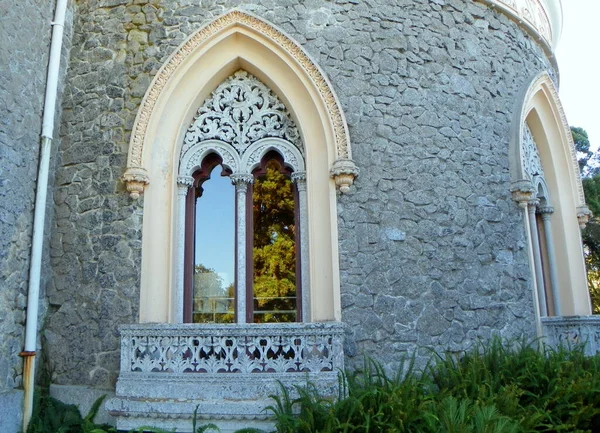 Portugal Sintra Parc Palais Monserrate Fenêtre Avec Balcon — Photo