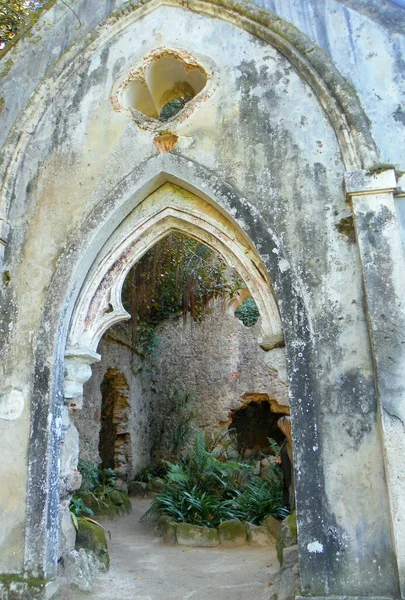 Portugal Sintra Parque Palacio Monserrate Ruinas Una Antigua Capilla —  Fotos de Stock