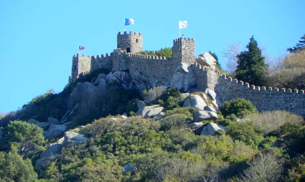 ポルトガル シントラ キンタ レゲリラ トーレ レゲリラ ムーア人の城の眺め — ストック写真