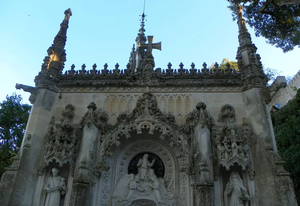 Portugalia Sintra Quinta Regaleira Górna Część Fasady Kaplicy Świętej Trójcy — Zdjęcie stockowe