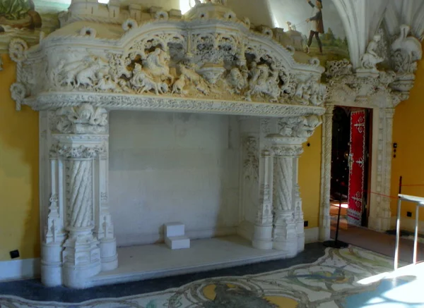 Portugal Sintra Quinta Regaleira Regaleira Palace Hunting Room White Marble — Stock Photo, Image