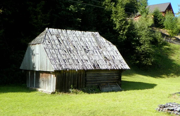 Ukraine Zcarpathia Synevyrska Polana Abandoned Wooden Hut — стоковое фото