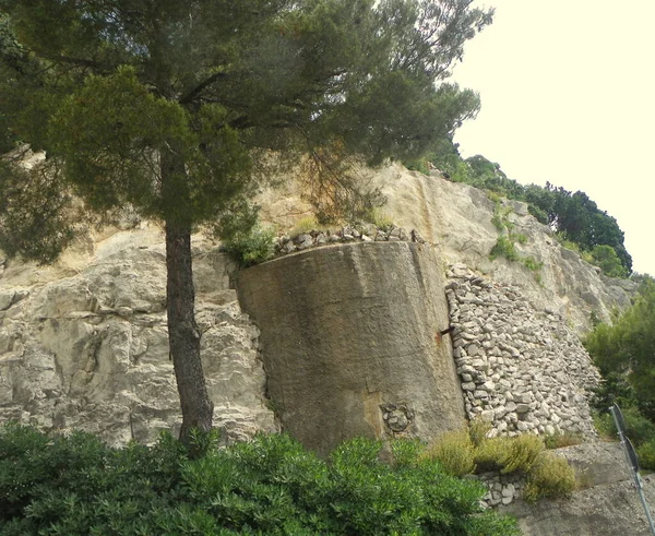 Italia Castello Miramare Muro Cinta Del Castello Rocce Bianche — Foto Stock