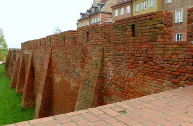 Polonya, Varşova, Podwale sokağı, eski kasaba tahkimatları, kule ve duvarlar