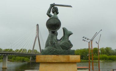 Polonya, Varşova, Kosciuszko Sahili, Vistula Nehri 'ndeki deniz kızı