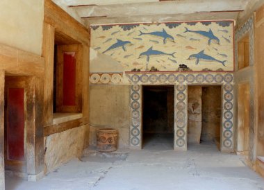 Yunanistan, Girit, Heraklion, Knossos Sarayı, saraydaki binaların yeniden inşası