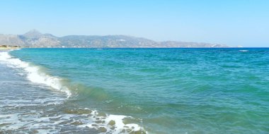Greece, Crete, Heraklion, Ammoudara Beach, seascape with mountains